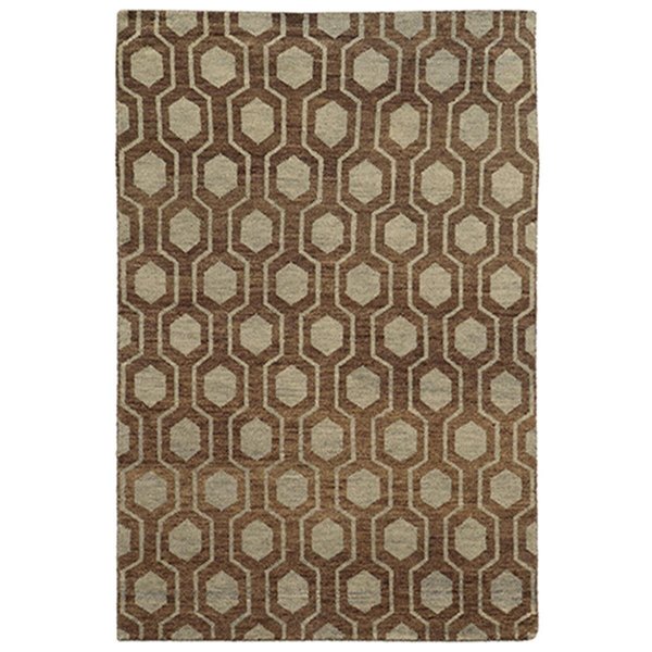 Espectaculo Maddox 56504 Hand Knotted Wool Rectangle Rug, Brown - 10 ft. x 13 ft. ES1864957